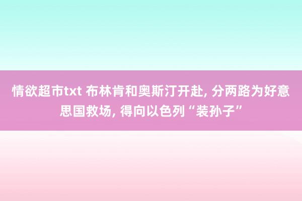 情欲超市txt 布林肯和奥斯汀开赴， 分两路为好意思国救场， 得向以色列“装孙子”