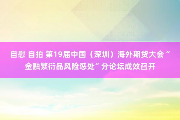 自慰 自拍 第19届中国（深圳）海外期货大会“金融繁衍品风险惩处”分论坛成效召开