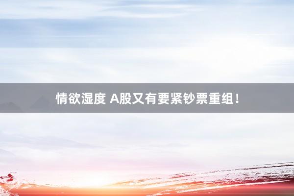 情欲湿度 A股又有要紧钞票重组！