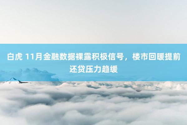 白虎 11月金融数据裸露积极信号，楼市回暖提前还贷压力趋缓