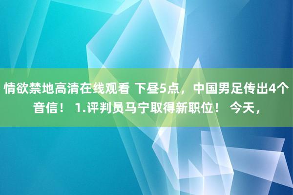 情欲禁地高清在线观看 下昼5点，中国男足传出4个音信！ 1.评判员马宁取得新职位！ 今天，