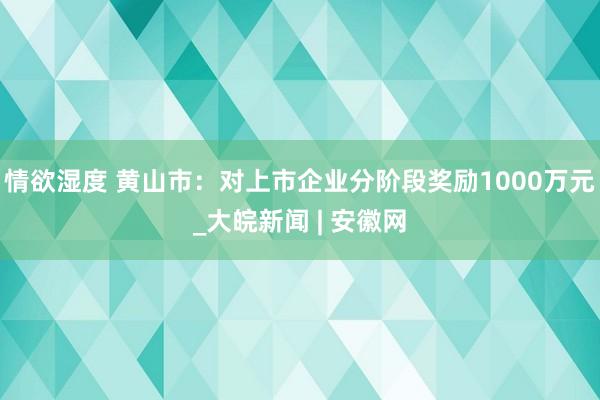 情欲湿度 黄山市：对上市企业分阶段奖励1000万元_大皖新闻 | 安徽网