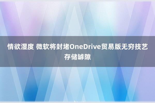 情欲湿度 微软将封堵OneDrive贸易版无穷技艺存储罅隙
