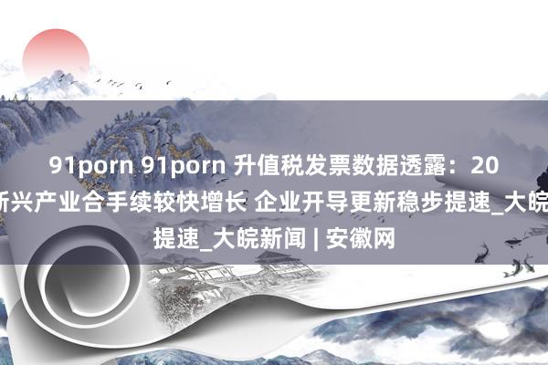 91porn 91porn 升值税发票数据透露：2024年四季度新兴产业合手续较快增长 企业开导更新稳步提速_大皖新闻 | 安徽网