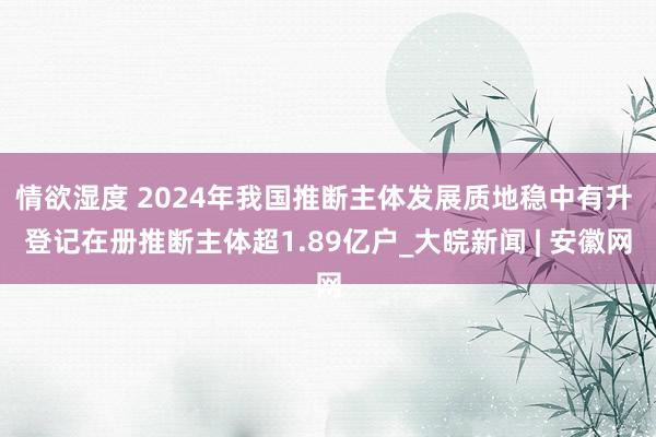 情欲湿度 2024年我国推断主体发展质地稳中有升 登记在册推断主体超1.89亿户_大皖新闻 | 安徽网