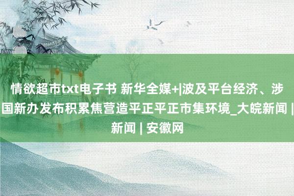 情欲超市txt电子书 新华全媒+|波及平台经济、涉企公法 国新办发布积累焦营造平正平正市集环境_大皖新闻 | 安徽网