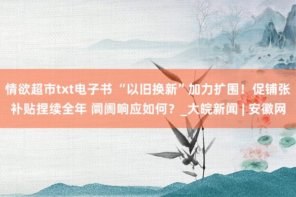 情欲超市txt电子书 “以旧换新”加力扩围！促铺张补贴捏续全年 阛阓响应如何？_大皖新闻 | 安徽网