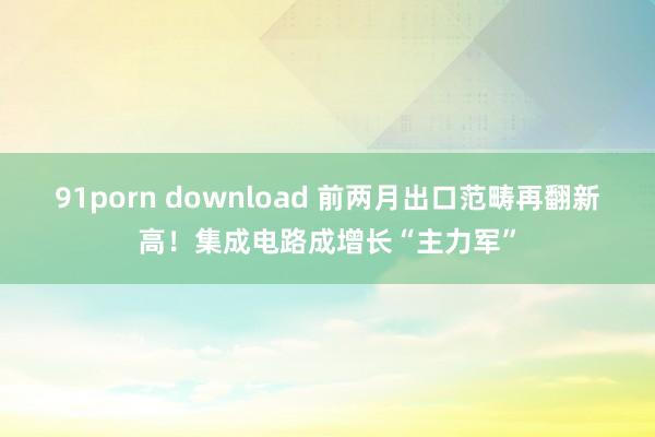 91porn download 前两月出口范畴再翻新高！集成电路成增长“主力军”