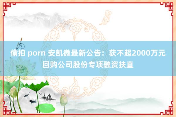 偷拍 porn 安凯微最新公告：获不超2000万元回购公司股份专项融资扶直