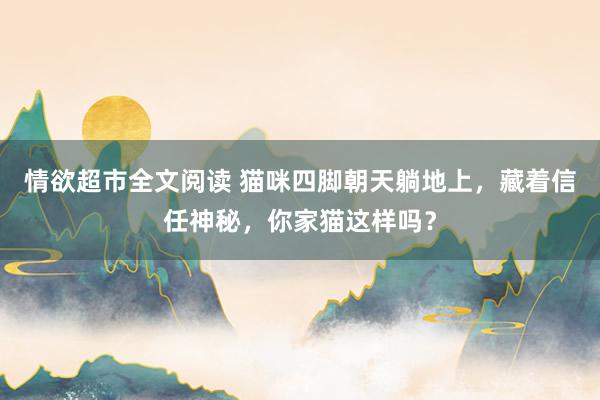 情欲超市全文阅读 猫咪四脚朝天躺地上，藏着信任神秘，你家猫这样吗？